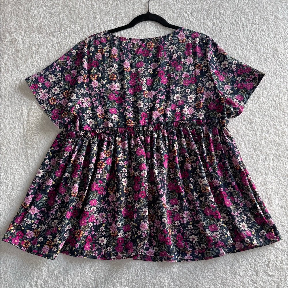 SHEIN VCay Peplum Floral Top Size 1XL Multicolor New (Please see measurements)